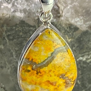 Bumble Bee Jasper and Silver Pendant Including the Chain (M09)