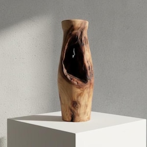 Hand-Turned Elm Wooden Vase | Organic Modern Scandinavian Decor | 5th Anniversary Wood Gift | UK Handmade