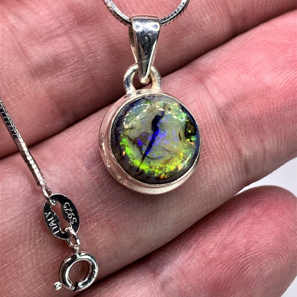 Sterling (Monarch) Opal and Silver Pendant (UV333)