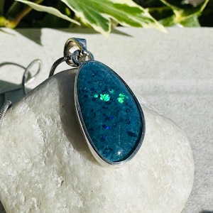 Natural Australian Pendant 21mm x 12mm Sterling Silver Handmade UK