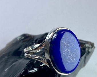 Bague en argent et lapis lazuli naturel (UV2937)