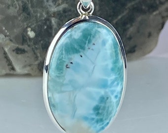 Dominican Larimar and Silver Pendant (M0523)