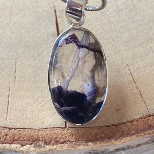 Rare Blue John Pendant, Oval 20mm x 13mm, Sterling Silver, Handmade Derbyshire UK