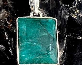 Raw Emerald and Silver Pendant