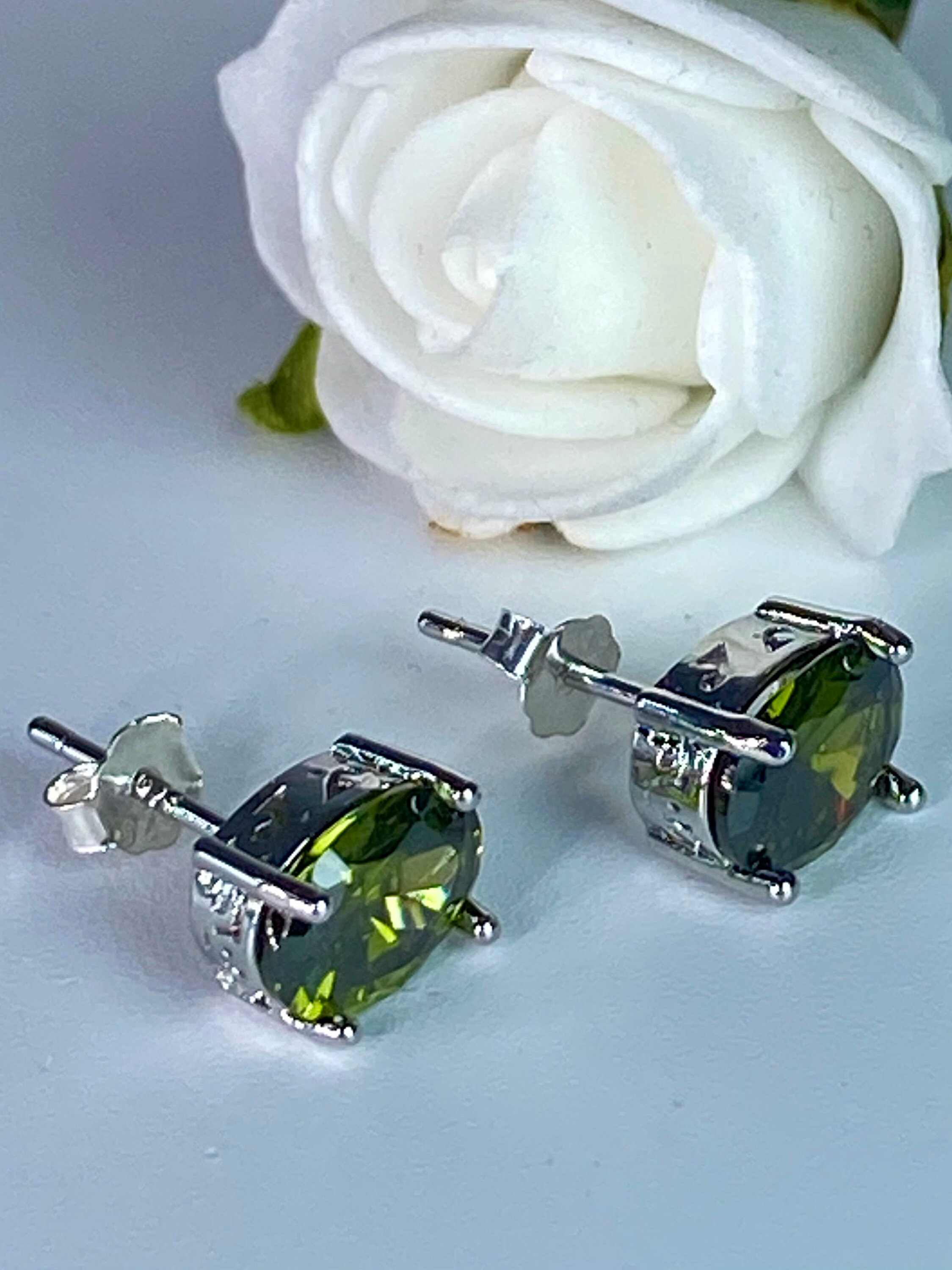 Peridot and Silver Studs - Etsy UK