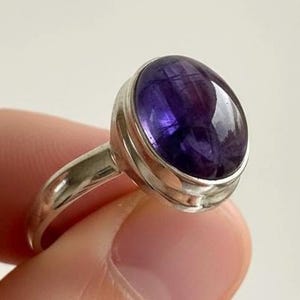 Iolite Cabochon Ring - 925 Sterling Silver Bezel, Violet Gemstone image 9