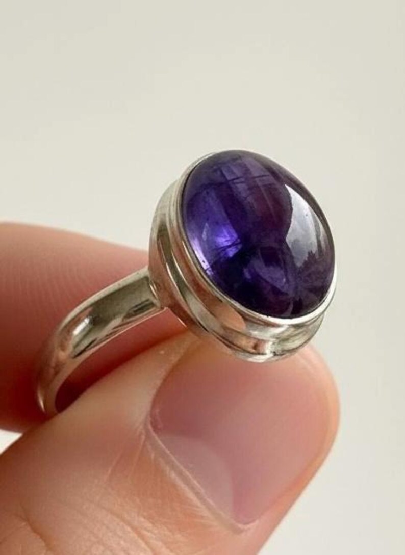 Iolite Cabochon Ring - 925 Sterling Silver Bezel, Violet Gemstone image 9