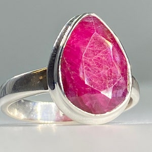 Raw Ruby and Silver Ring (M05)