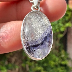 Rare Blue John Pendant, Oval 20mm x 13mm, Sterling Silver, Handmade Derbyshire UK