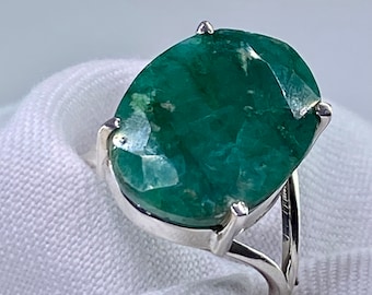 Raw Emerald and Silver Ring