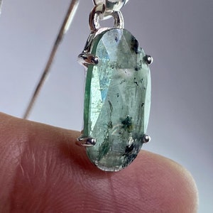 Moss Teal Kyanite and Silver Pendant