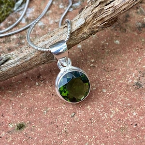 Genuine MOLDAVITE and Sterling Silver Pendant