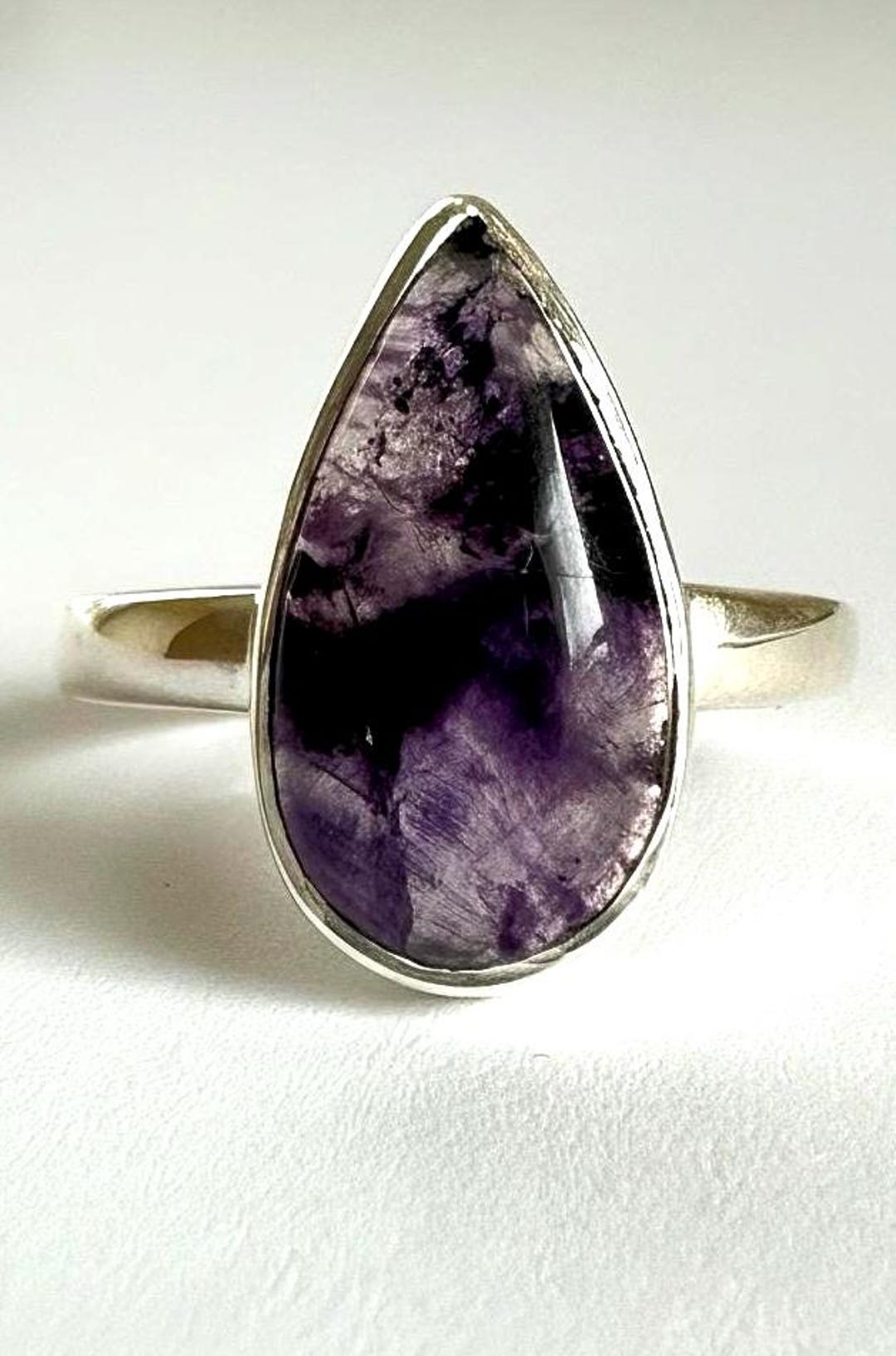 Unique Blue John Ring, Teardrop 18mm X 11mm, Sterling Silver, Handmade ...