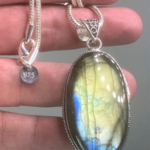Labradorite and Sterling Silver Pendant including the Chain