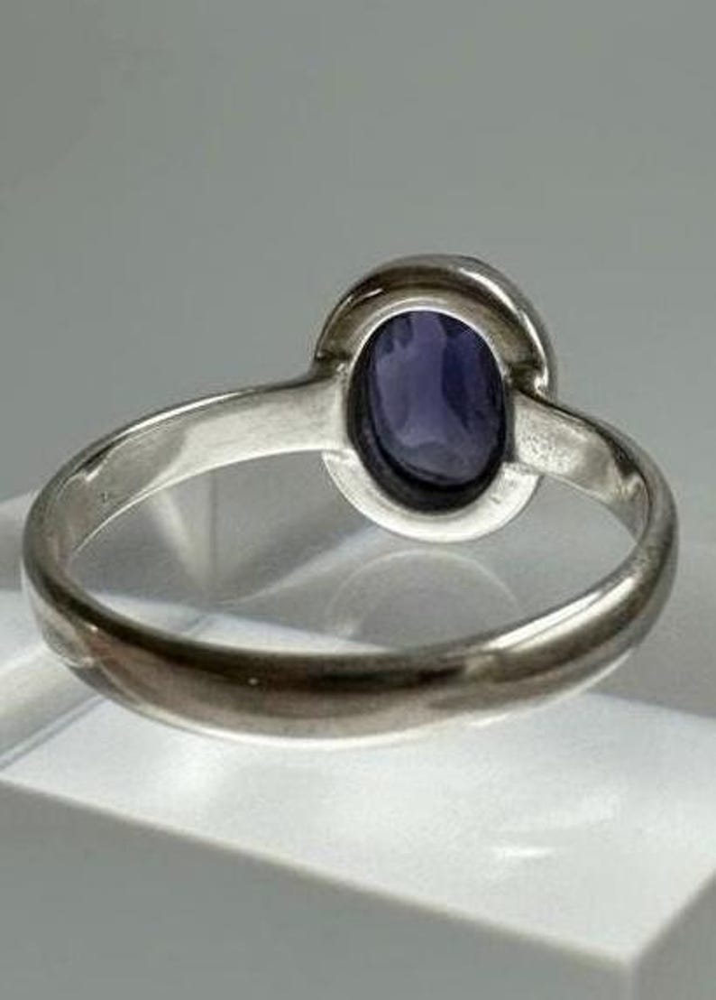 Iolite Cabochon Ring - 925 Sterling Silver Bezel, Violet Gemstone image 10
