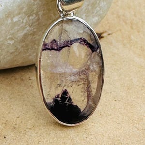 Rare Blue John Pendant, Oval 20mm x 13mm, Sterling Silver, Handmade Derbyshire UK