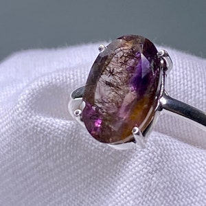 High Quality Cacoxenite in Purple Amethyst and Silver Ring