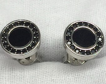Polished Black Tourmaline and Silver Studs (A+)