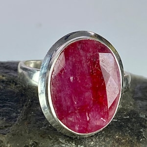 Raw Ruby and Silver Ring (YM)