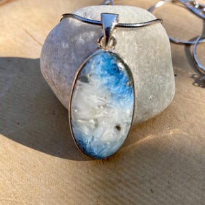 Blue Ice Glacierite Silver Pendant