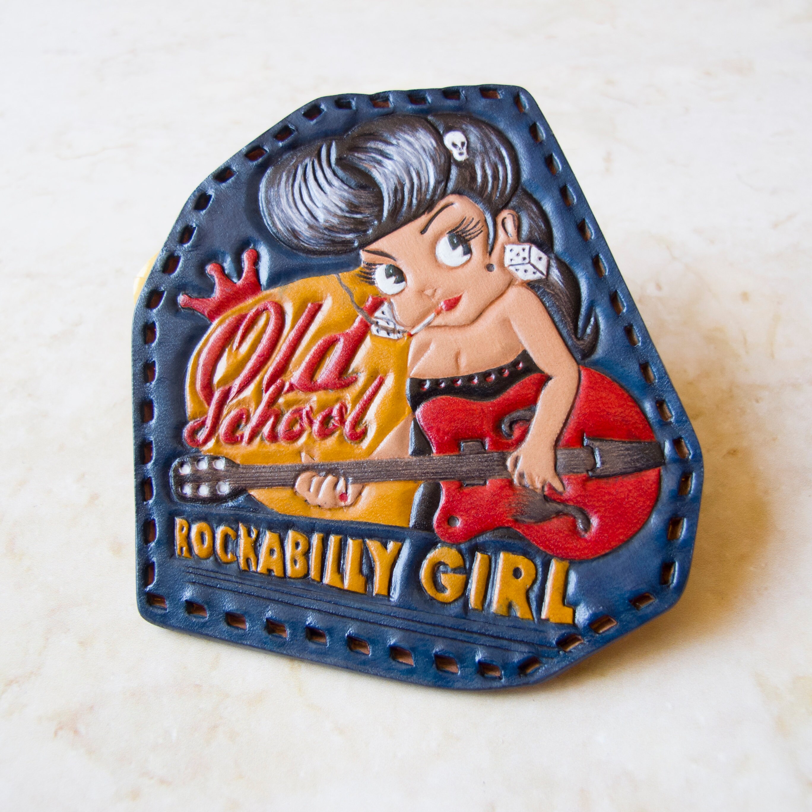 Leather embossed patches for biker vintage jackets. Designer Etsy