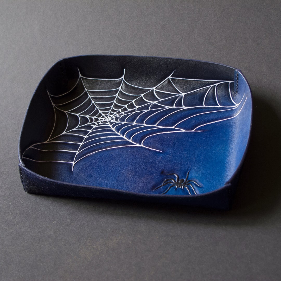 Leather Jewelry Tray. Gothic Gift for Her. Halloween Tray. Etsy
