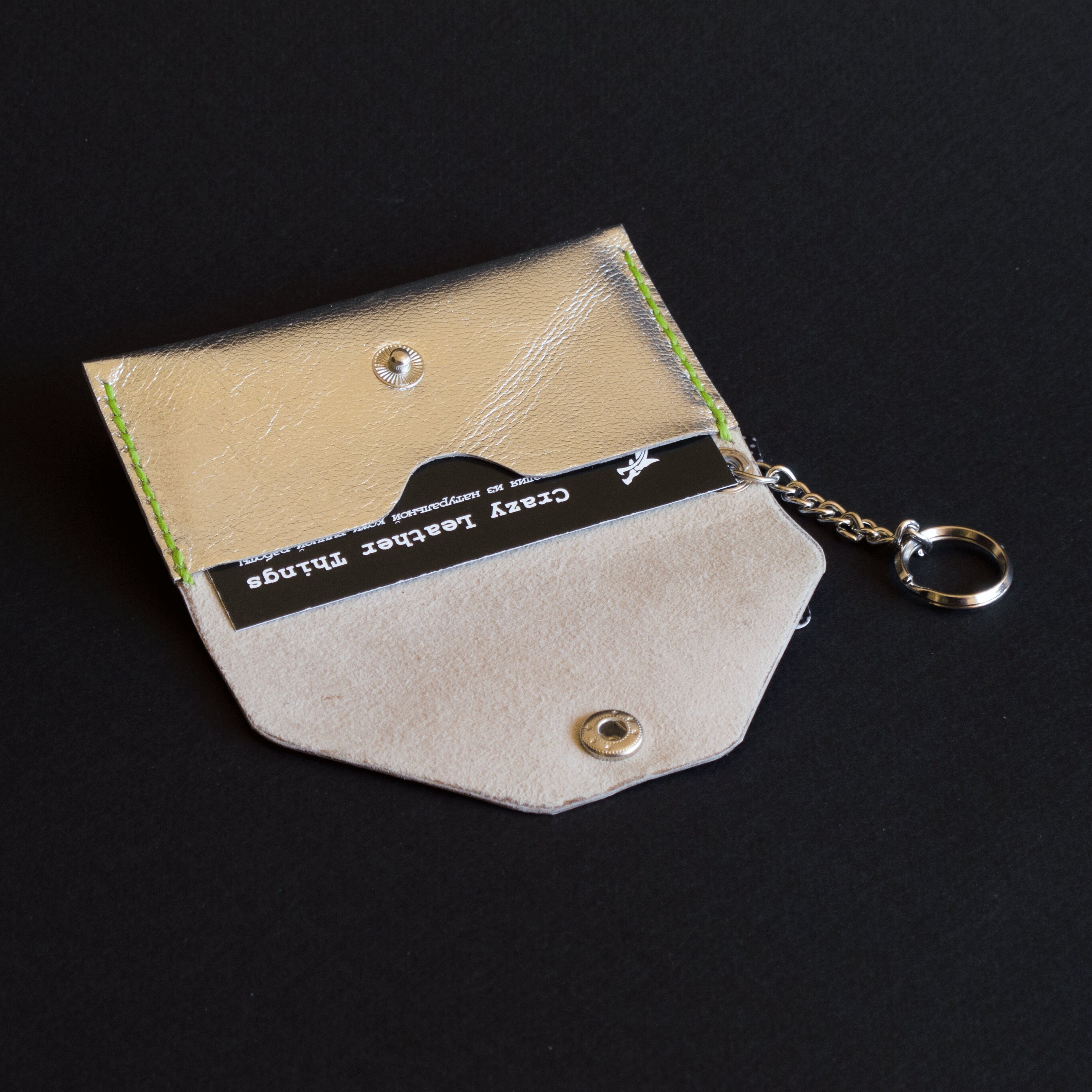 Card Holder Keychain Leather. Silver Genuine Leather Credit Etsy