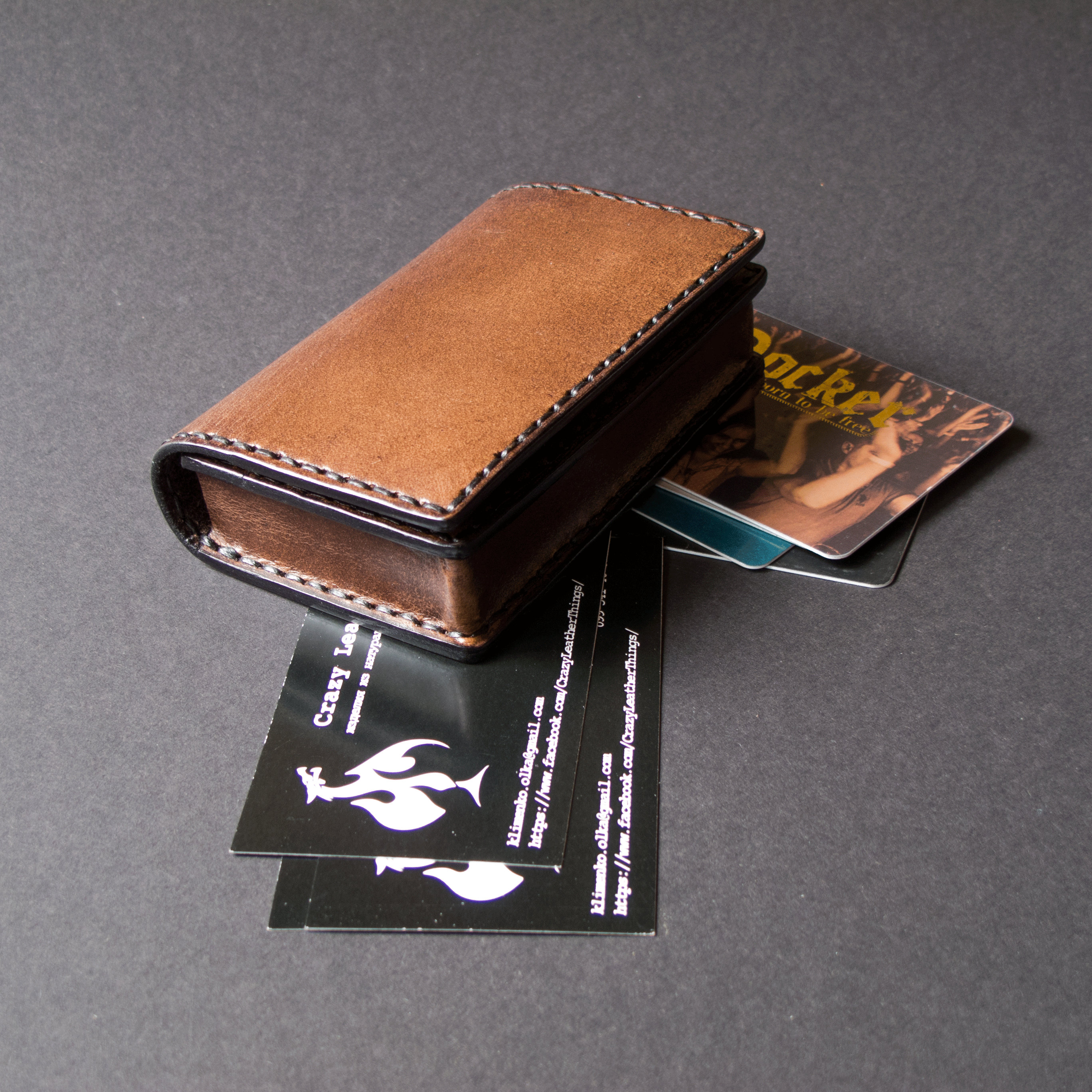 Leather Business Card Holder for Men. Brown Leather Business Etsy