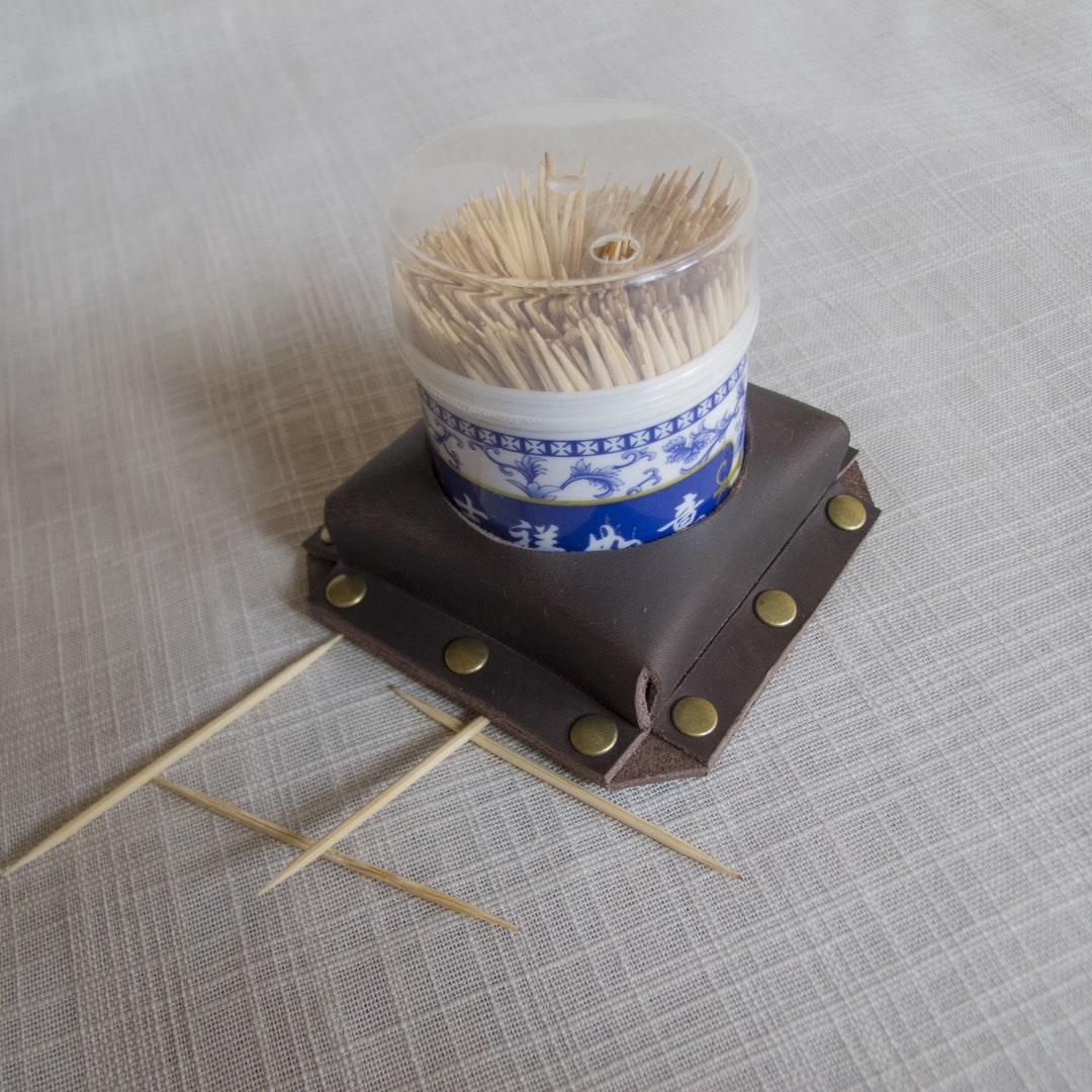 Leather Holder for Toothpick Box. Portable Storage for Toothpick Box