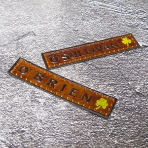 Custom leather name tags. Leather velcro patch. Personalized patches. Made to order