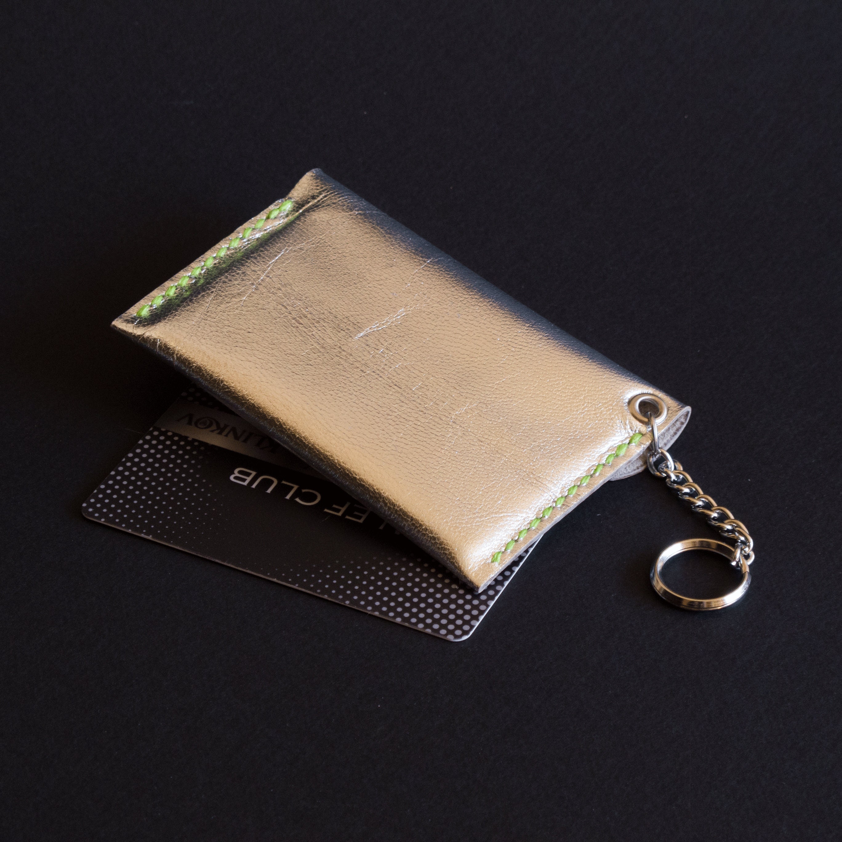 Card Holder Keychain Leather. Silver Genuine Leather Credit Etsy