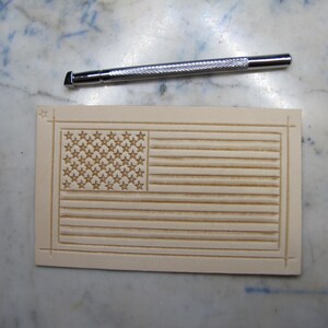 Brown American flag leather patch. USA flag Hand embossed leather velcro patch. Independence day gift image 15