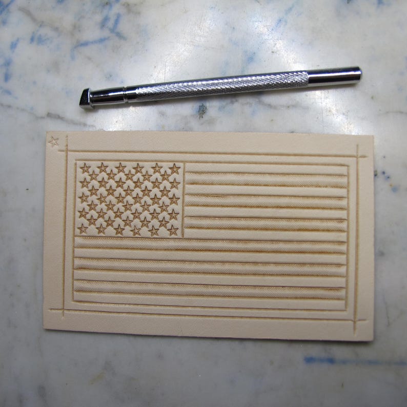 Brown American flag leather patch. USA flag Hand embossed leather velcro patch. Independence day gift image 15