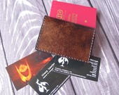 Leather business card holder for men. Brown leather business card case. Men's leather business card sleeve. Men's Leather Gift