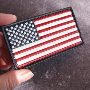 Handmade USA Flag Leather Patch Velcro Backed