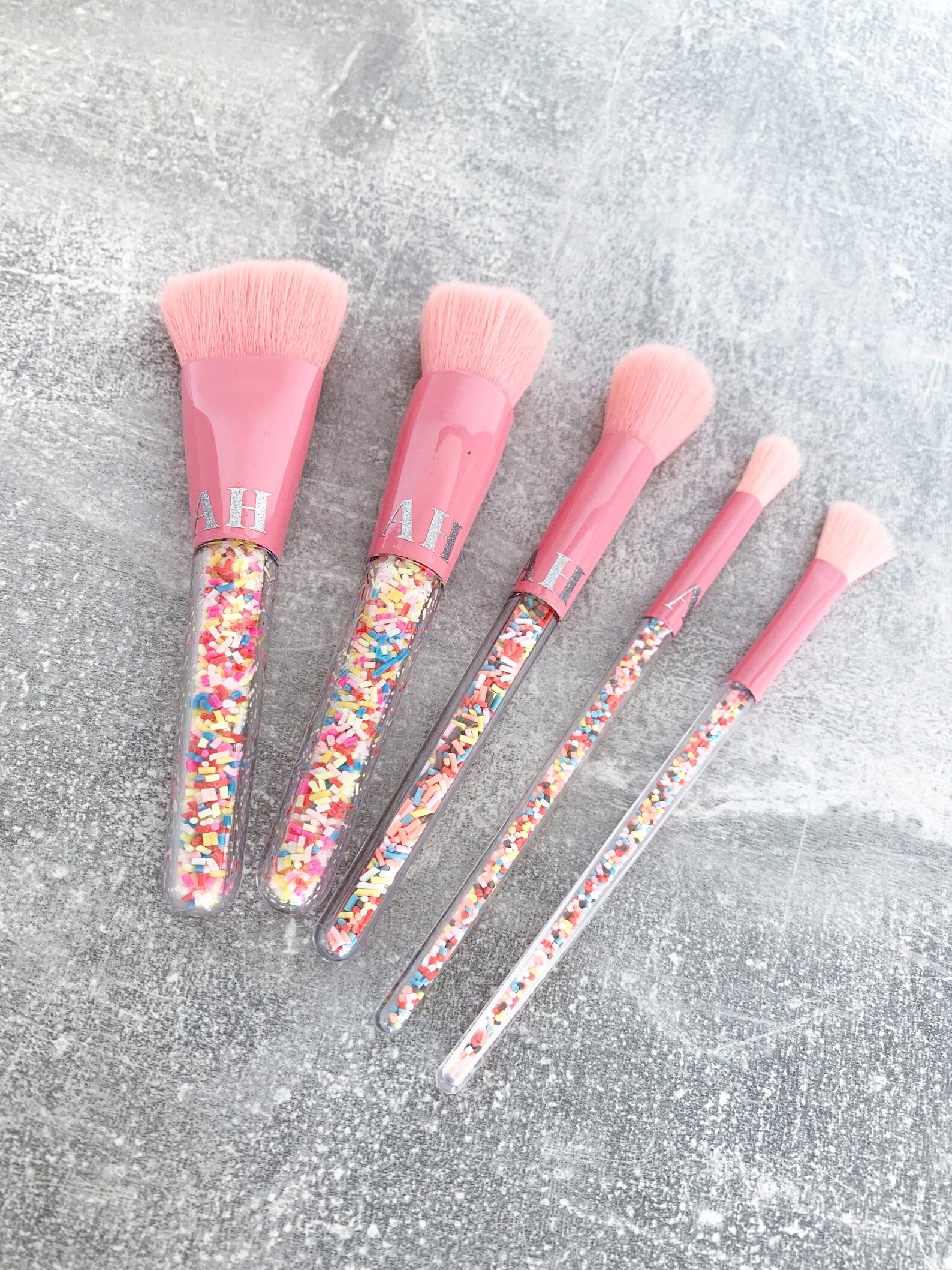 Personalised Pink Sprinkle Make Up Brushes 5pc Custom Etsy
