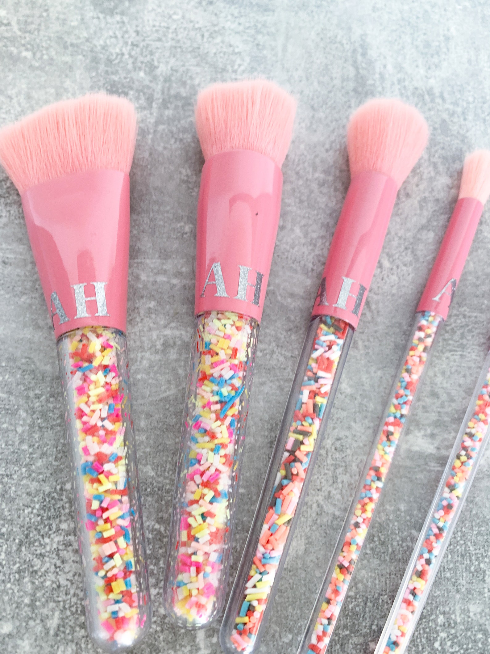Personalised Pink Sprinkle Make Up Brushes 5pc Custom Etsy
