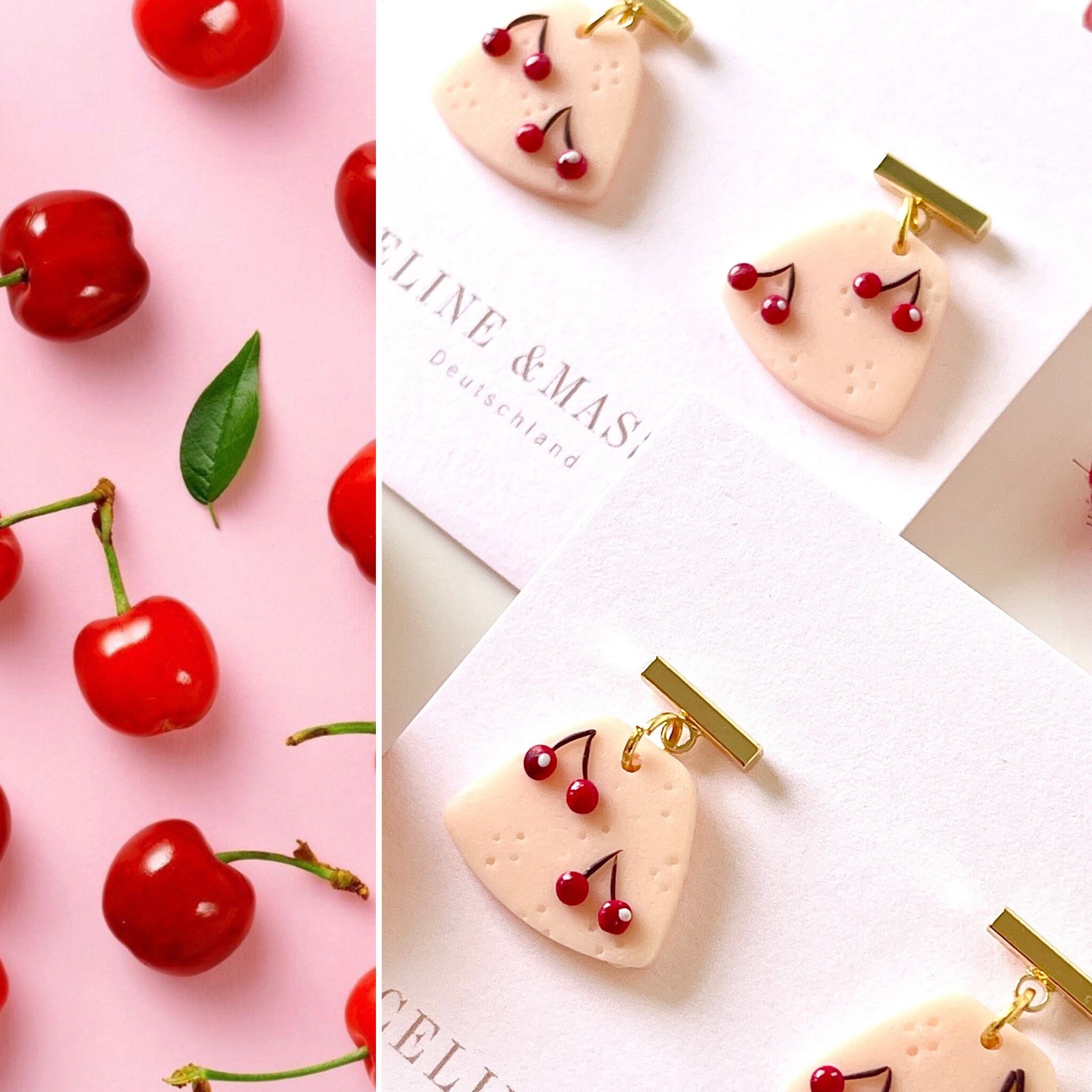 Cherry Earrings Handmade Polymer Clay Earrings red Cherry
