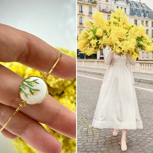 Mimosa Bracelet,handmade bracelet,yellow bracelet, for her, for she, birthday gift, briedsmaid gift, summer bracelet, gold