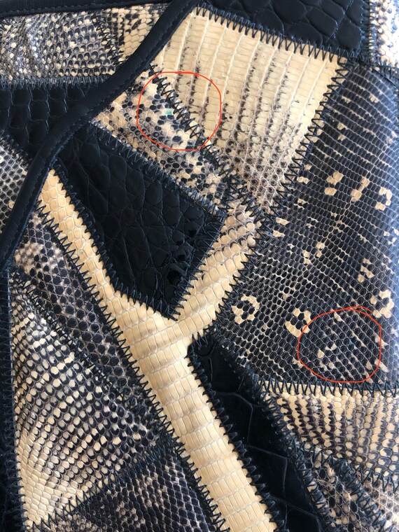 Vintage Snakeskin Patchwork Clutch - image 9