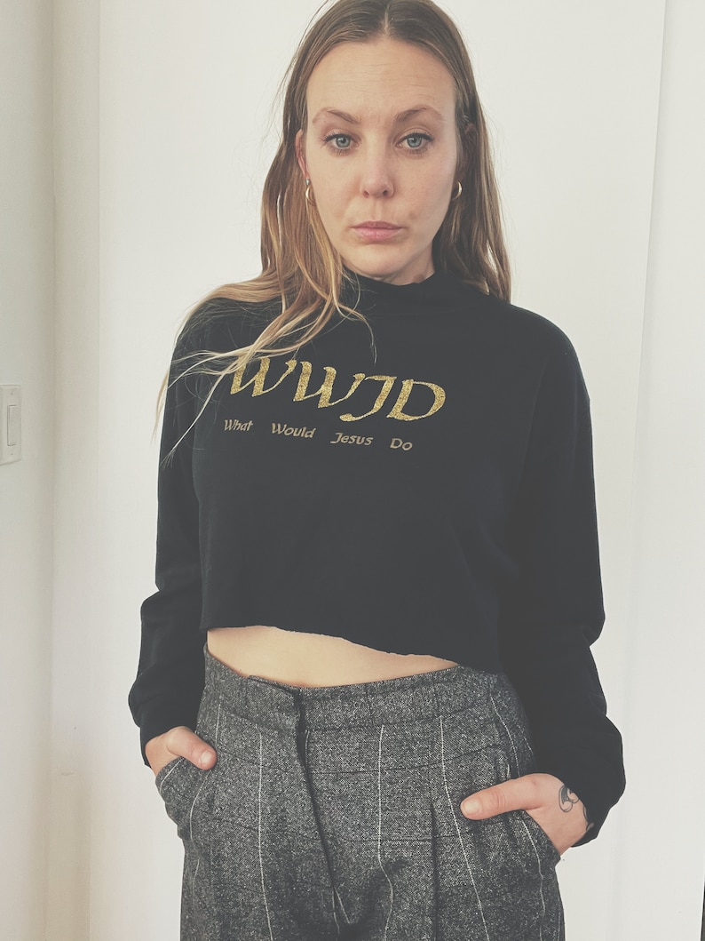 What Would Jesus Do Cropped Mock Neck