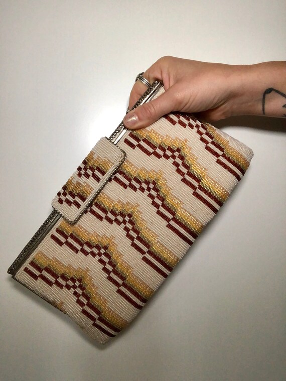 Vintage Beaded Chevron Clutch