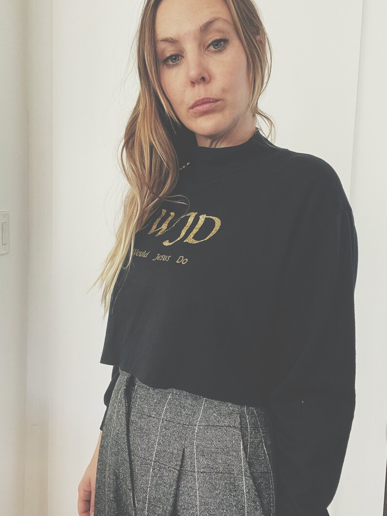 What Would Jesus Do Cropped Mock Neck