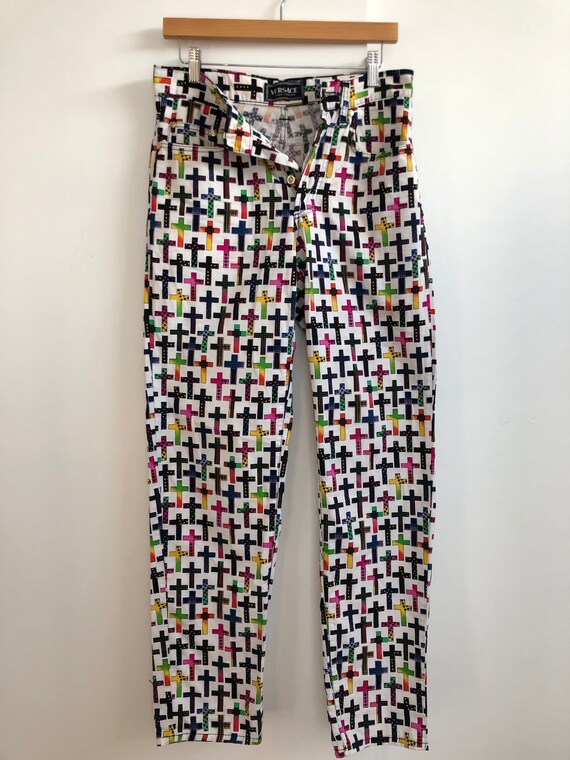 Vintage 90s VERSACE Cross Motif Pant - image 3