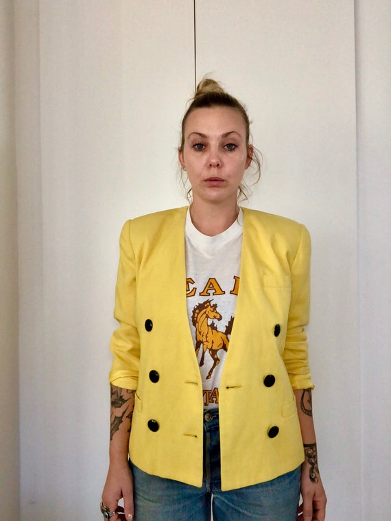 Vintage Yellow Double Breasted Blazer