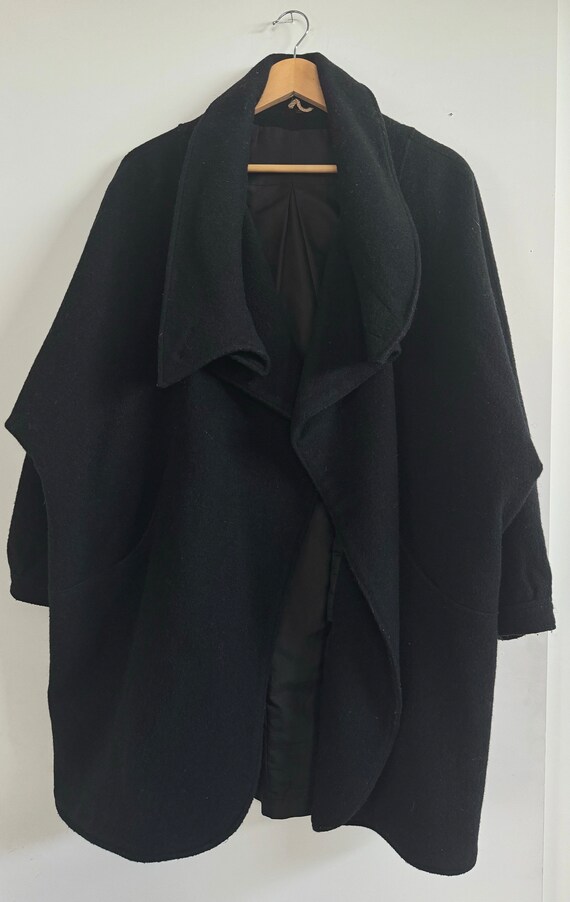 Black Drape Wool Coat