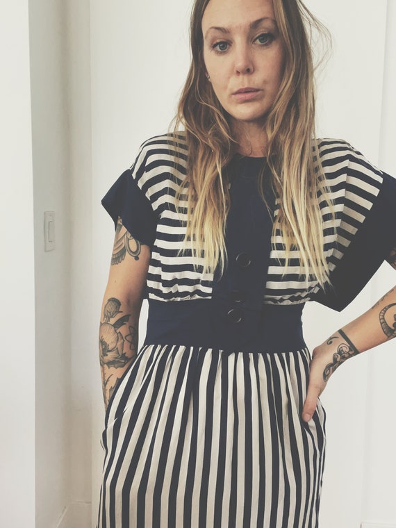 Vintage Silk Striped Dress