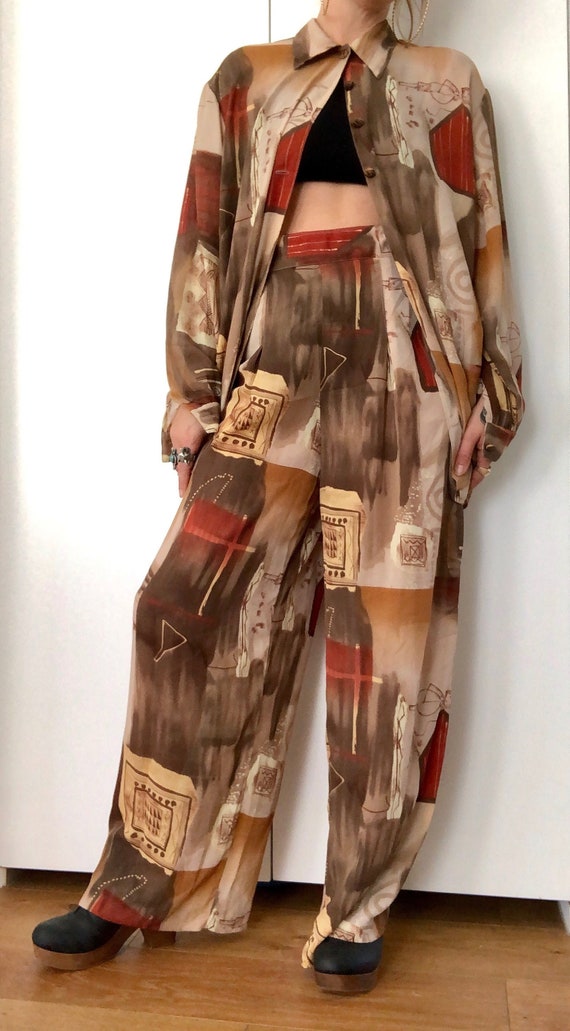 Vintage 90s Sheer Abstract 2 Piece - image 1