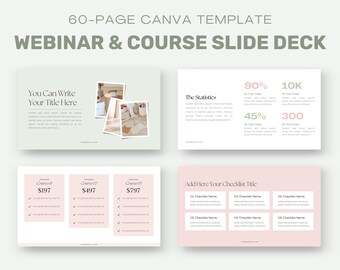 Webinar & Cursus Slide Deck Canva-sjabloon | Cursusdia&#39;s | Webinar + Masterclass | Canva-presentatiesjabloon | Voor coaches en creatievelingen