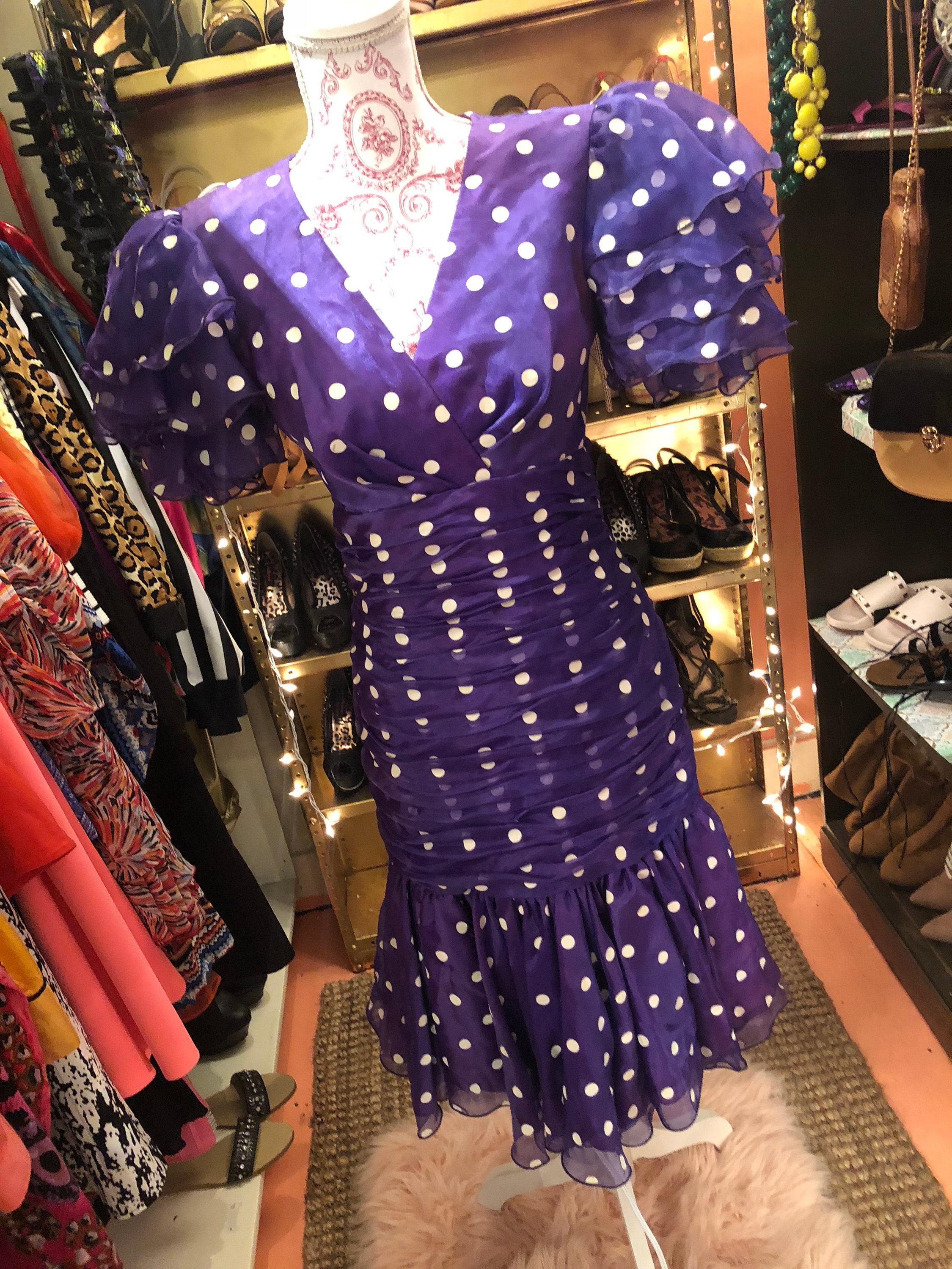 Purple Polka Dot Womens Dress